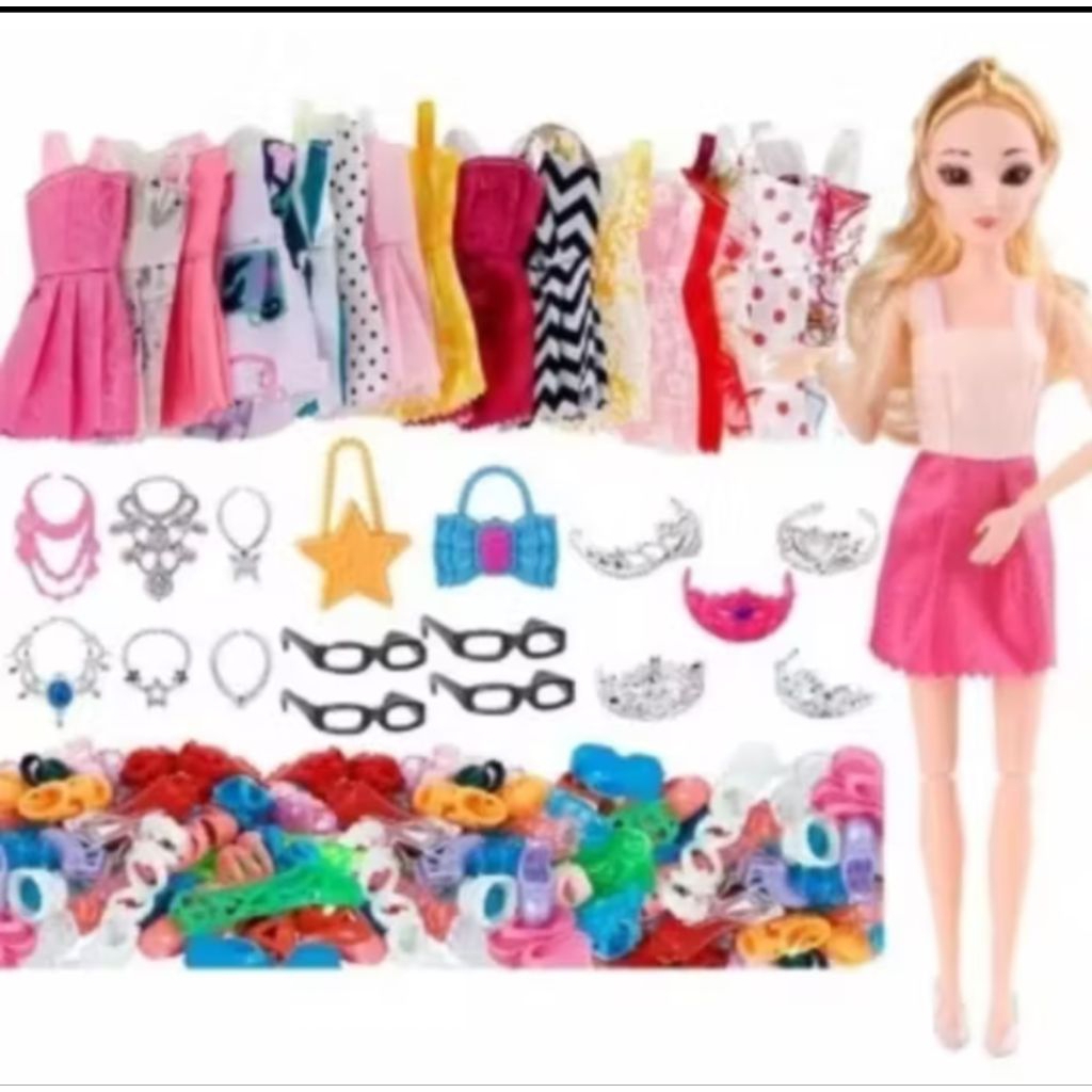 Jual Paket 5 baju boneka 5 aksesoris dan 5 pasang sepatu boneka random ...