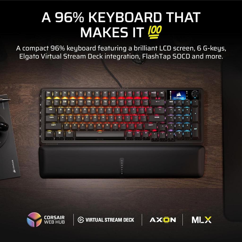 Jual CORSAIR VANGUARD 96 Mechanical Gaming Keyboard 8000Hz Polling, LCD ...
