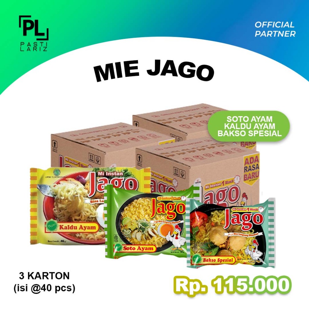 Jual [3 VARIAN] MIE JAGO Rasa Kaldu Ayam + Soto Ayam + Bakso Spesial ...