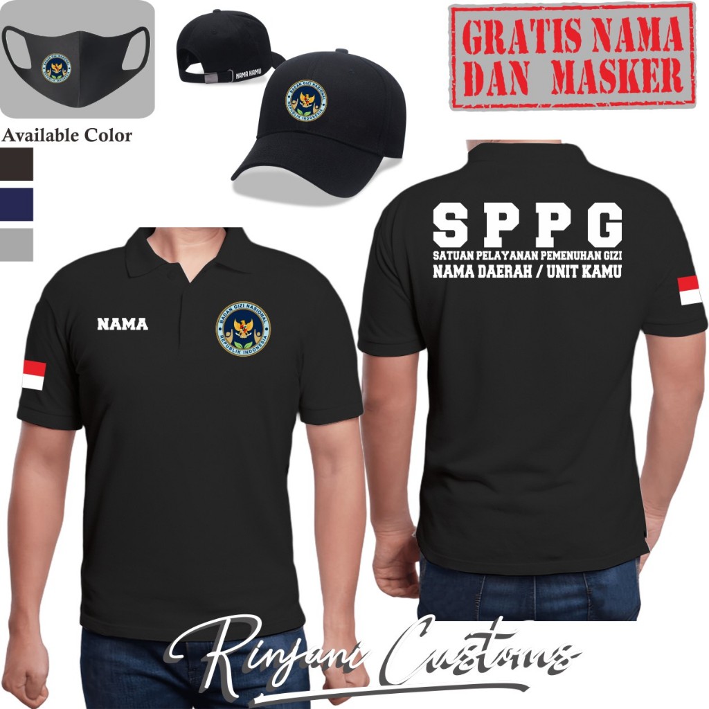 Jual KAOS POLO BGN GRATIS NAMA DAN MASKER - KAOS KERAH MBG - KAOS POLO ...