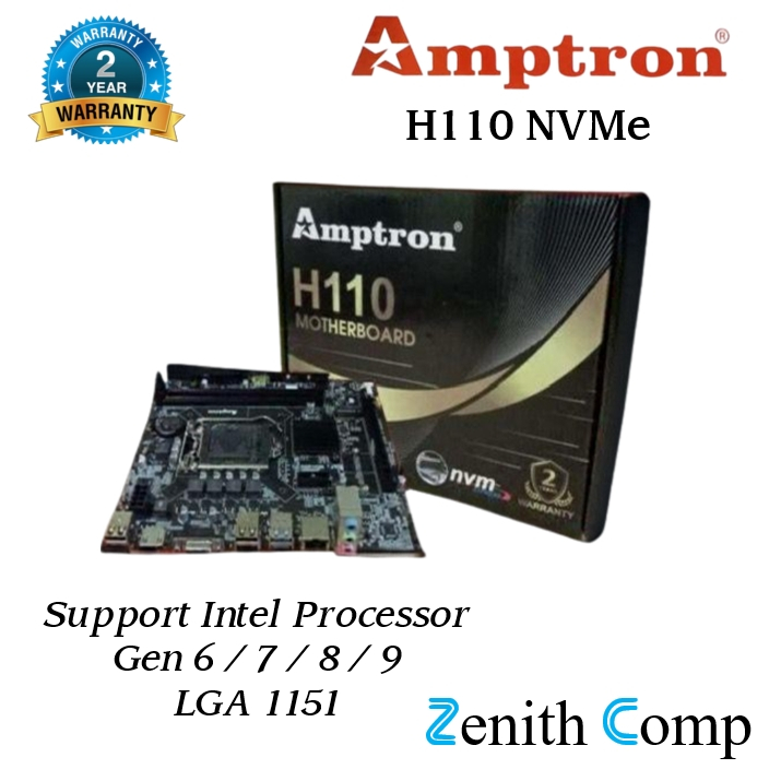 Jual Motherboard Amptron H110 NVMe, LGA 1151, Support Intel Gen 6/7/8/9 ...