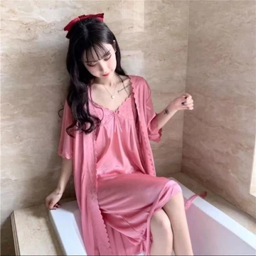 1Set Baju Tidur Kimono Tricot Bahan Satin