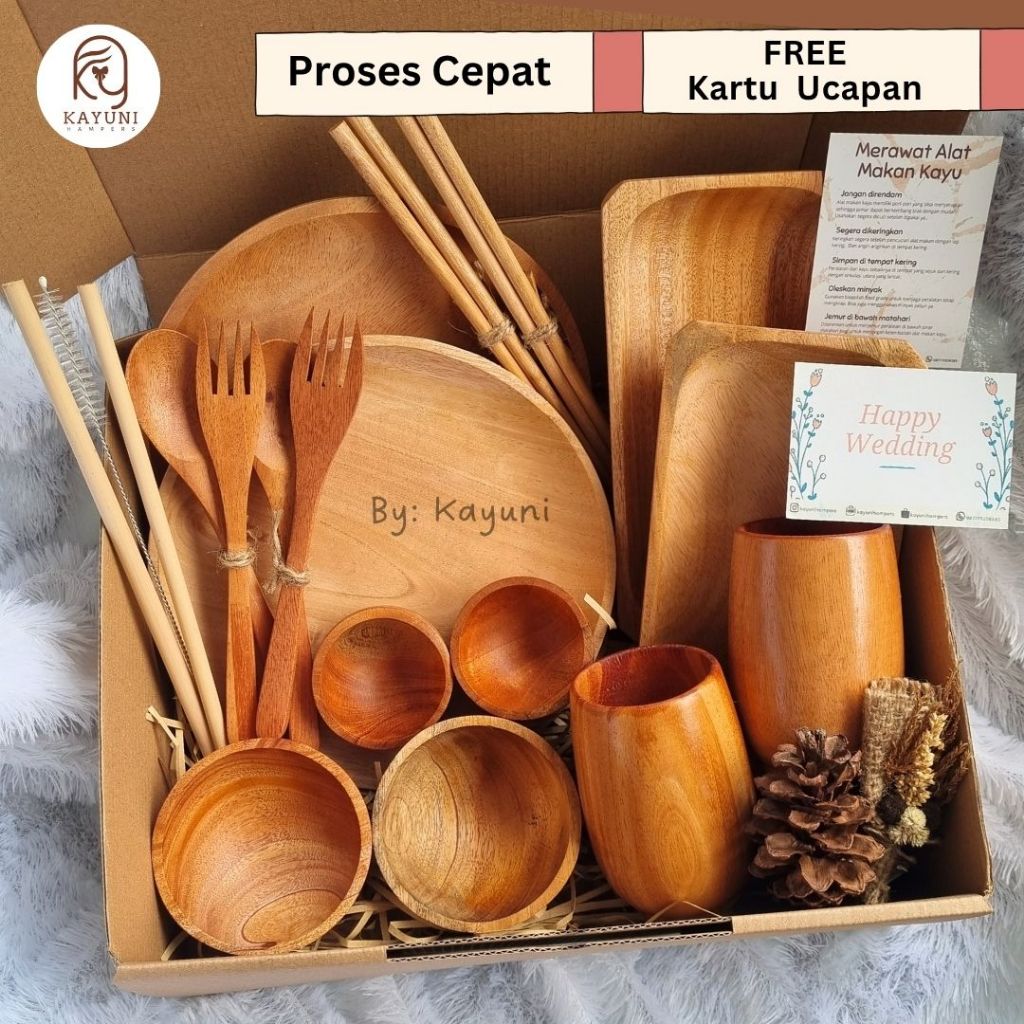 Hampers Couple Set / Kado Wedding Hadiah Pernikahan / Hampers Alat Makan Kayu / Kado Ulang Tahun / Gift Set Wedding Kado Nikahan Unik