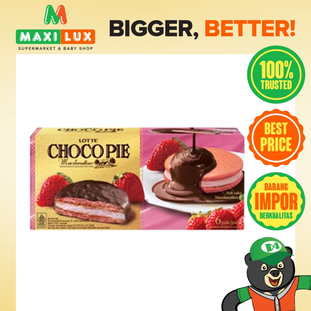 Jual Lotte Chocopie Marshmallow Rasa Strawberry 156gram | Shopee Indonesia