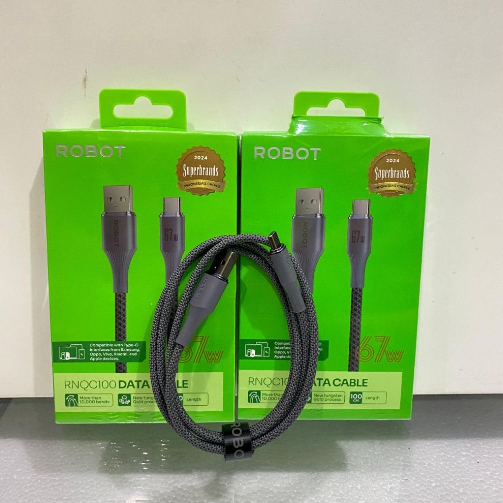 Jual ROBOT RNQC100 DATA CABLE USB-A to Type-C New Tungsten Gold process ...
