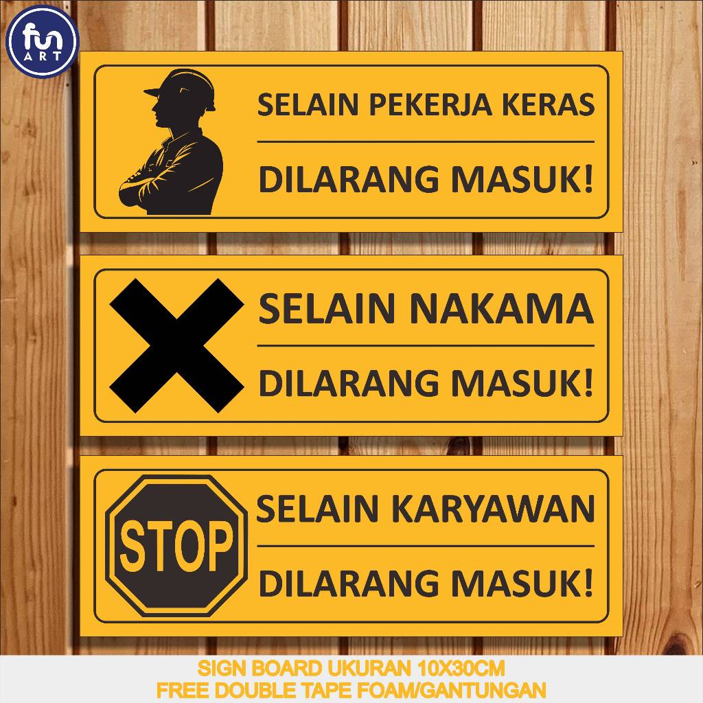 Jual SIGN BOARD TERMURAH AESTHETIC DILARANG MASUK FREE DOUBLE TAPE ...