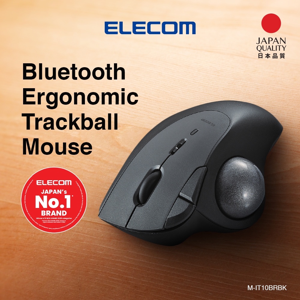 Elecom IST Trackball Mouse, Wireless Bluetooth, Ergonomic