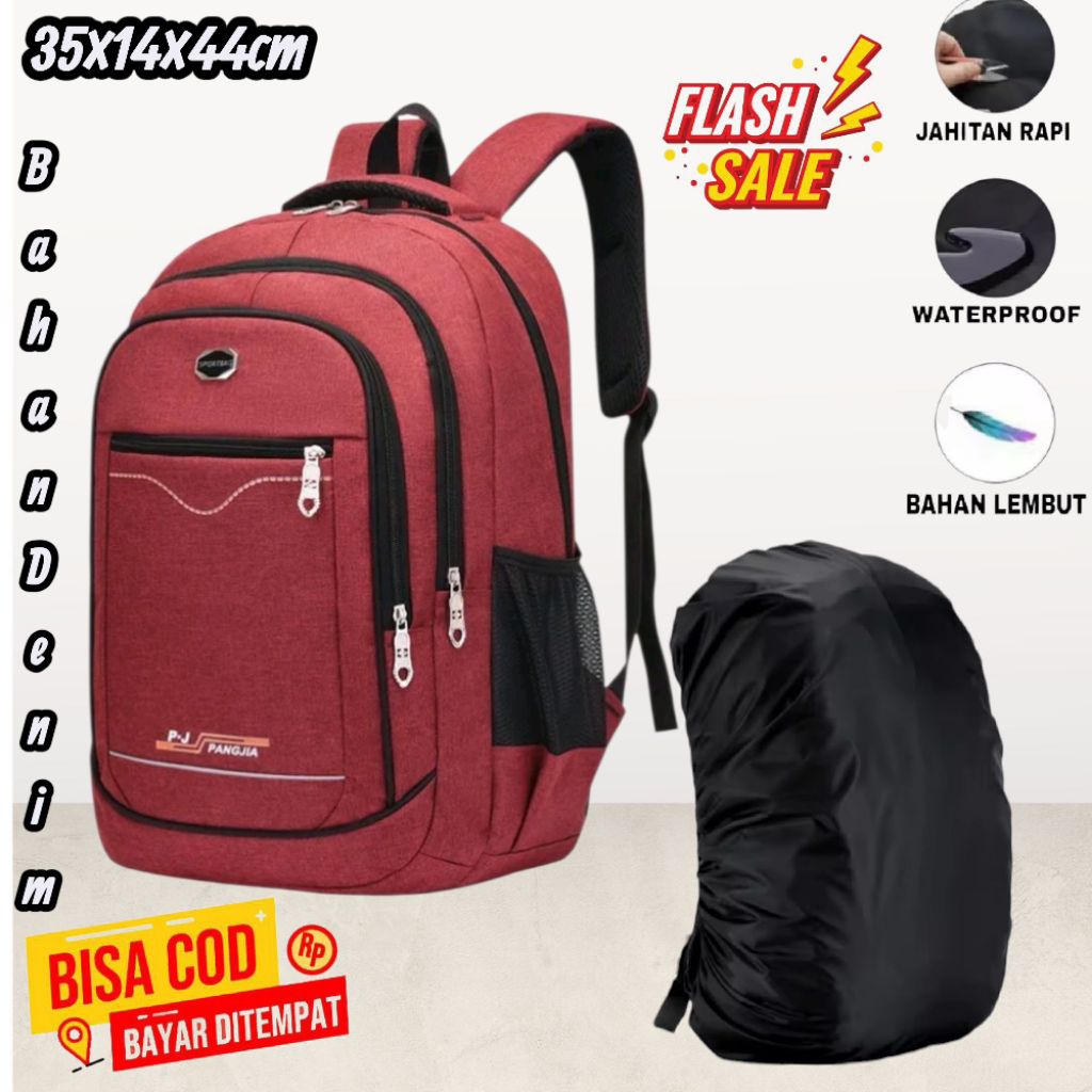 Jual Ransel Denim Pria Wanita 35L – Waterproof, Jahitan Rapi Paket ...