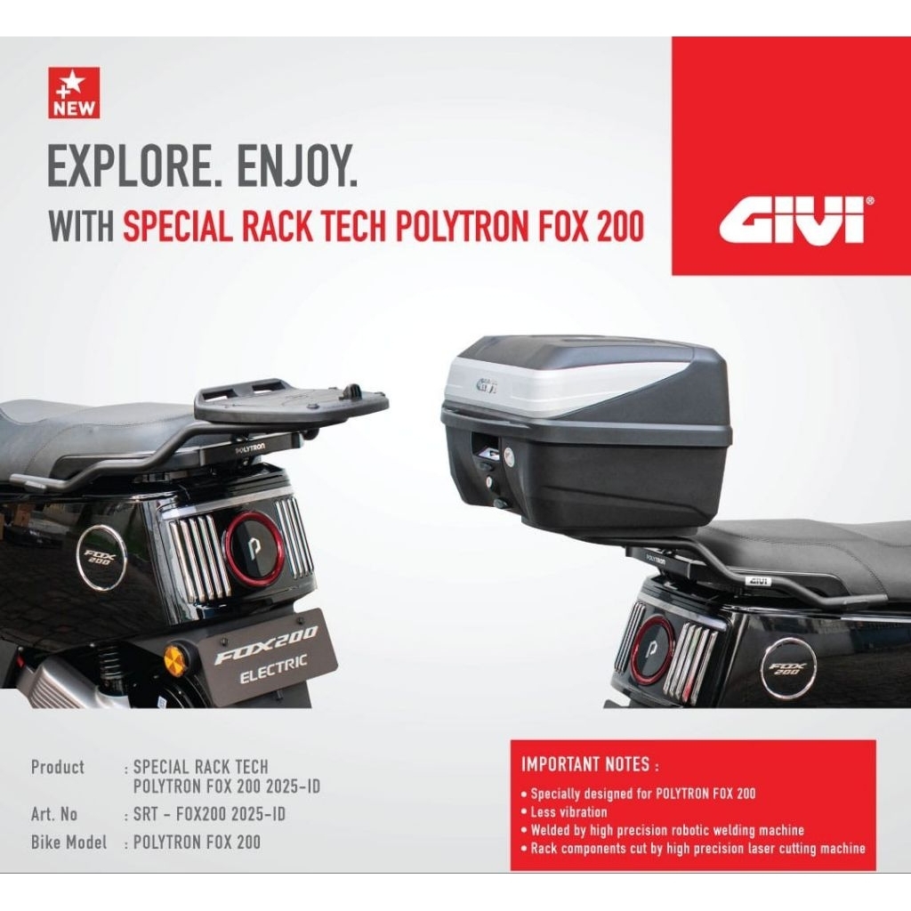 Jual GIVI SRT POLYTRON FOX200 TAHUN 2025-2026 BRACKET BOX MOTOR LISTRIK ...