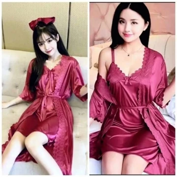 1Set Baju Tidur Kimono Tricot Bahan Satin