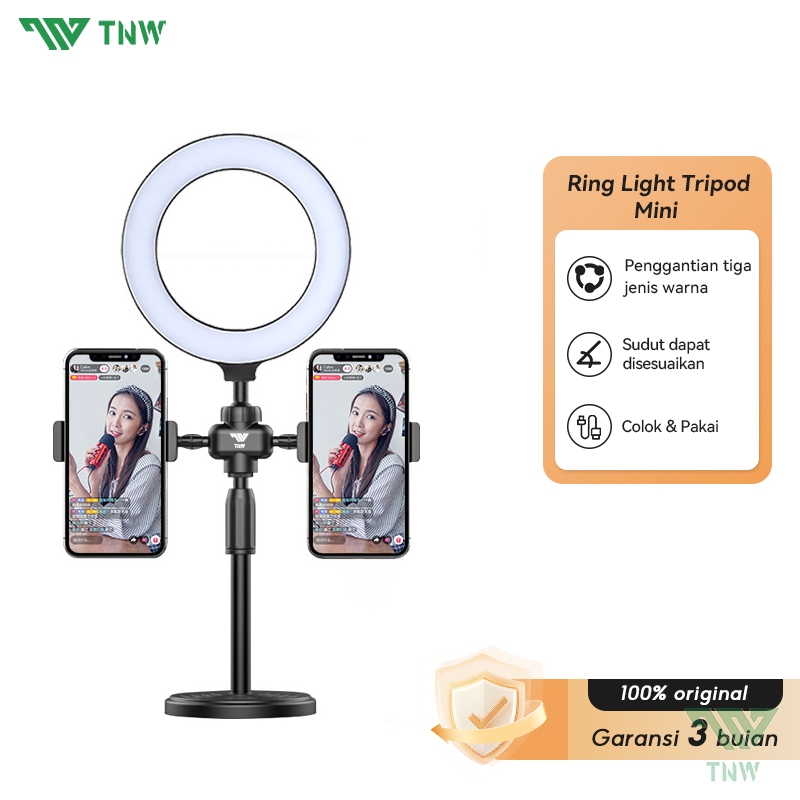 Jual TNW Ring Light LED Video Light 16cm+Tripod +2 Holder HP Ring Light ...