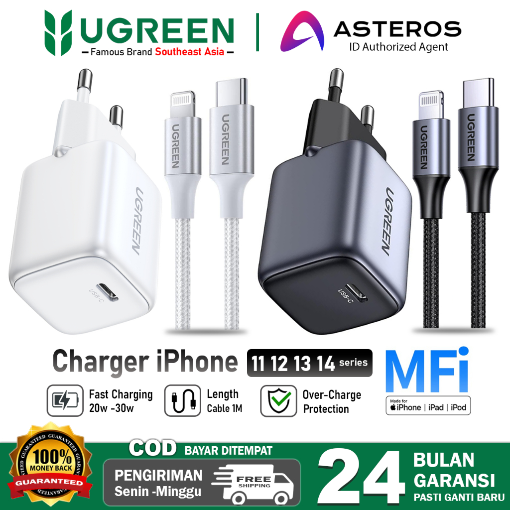 Jual UGREEN Charger For iPhone XR 11 12 13 14 MFI PD Type C To