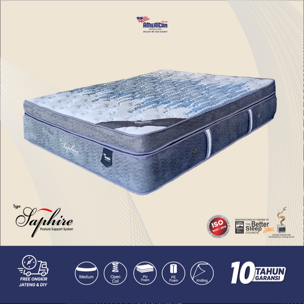 Jual Springbed American Pillo Type Shapire Plush Top Latex (Hanya Kasur ...