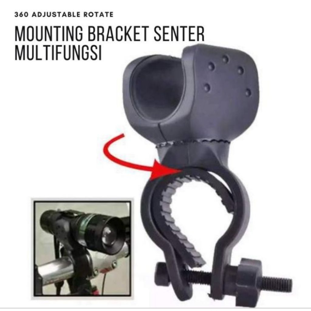 Jual Bracket Senter Holder Senter Sepeda Flashlight bracket Mount 360 ...
