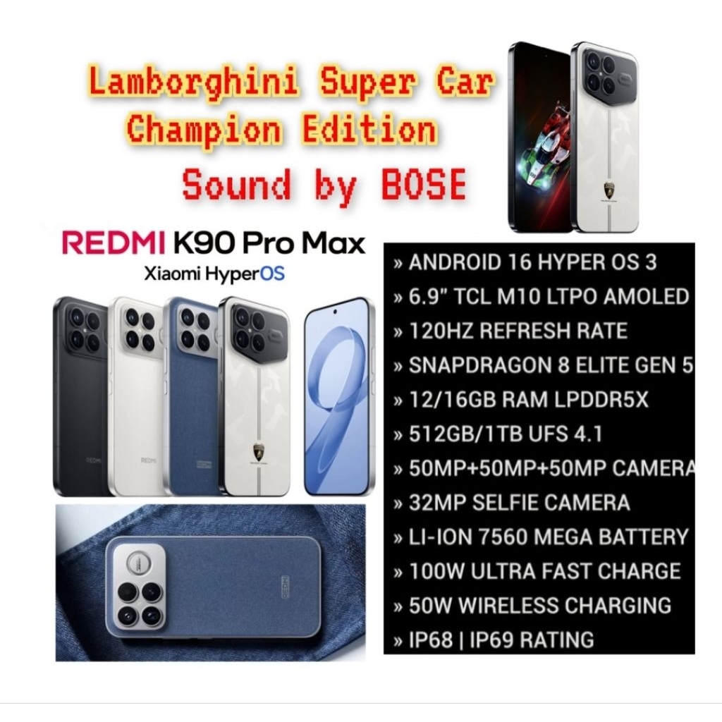 Jual Xiaomi Redmi K90 Pro Max (5G) Flagship Smartphone Lamborghini ...
