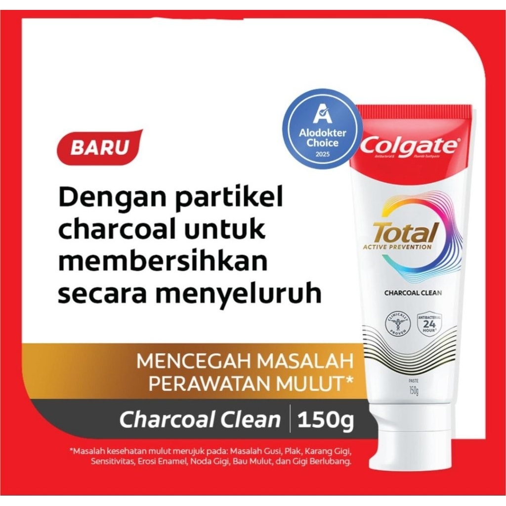 Jual Colgate Pasta Gigi Total Charcoal Clean (150 Gr) | Shopee Indonesia