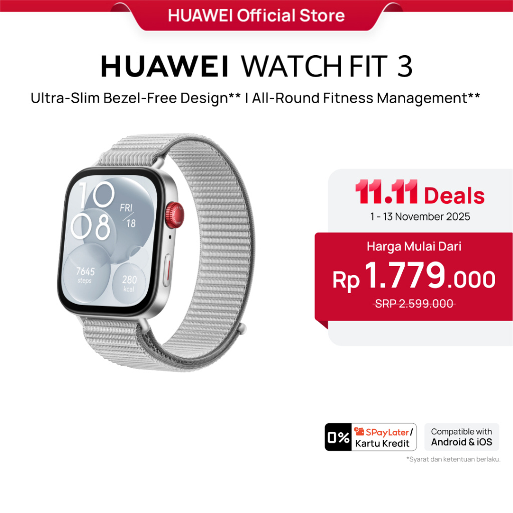 HUAWEI WATCH FIT Smartwatch Ultra-Slim Bezel-Free Design AMOLED  Display All-Round Fitness Management Up to 10-Days Battery Life