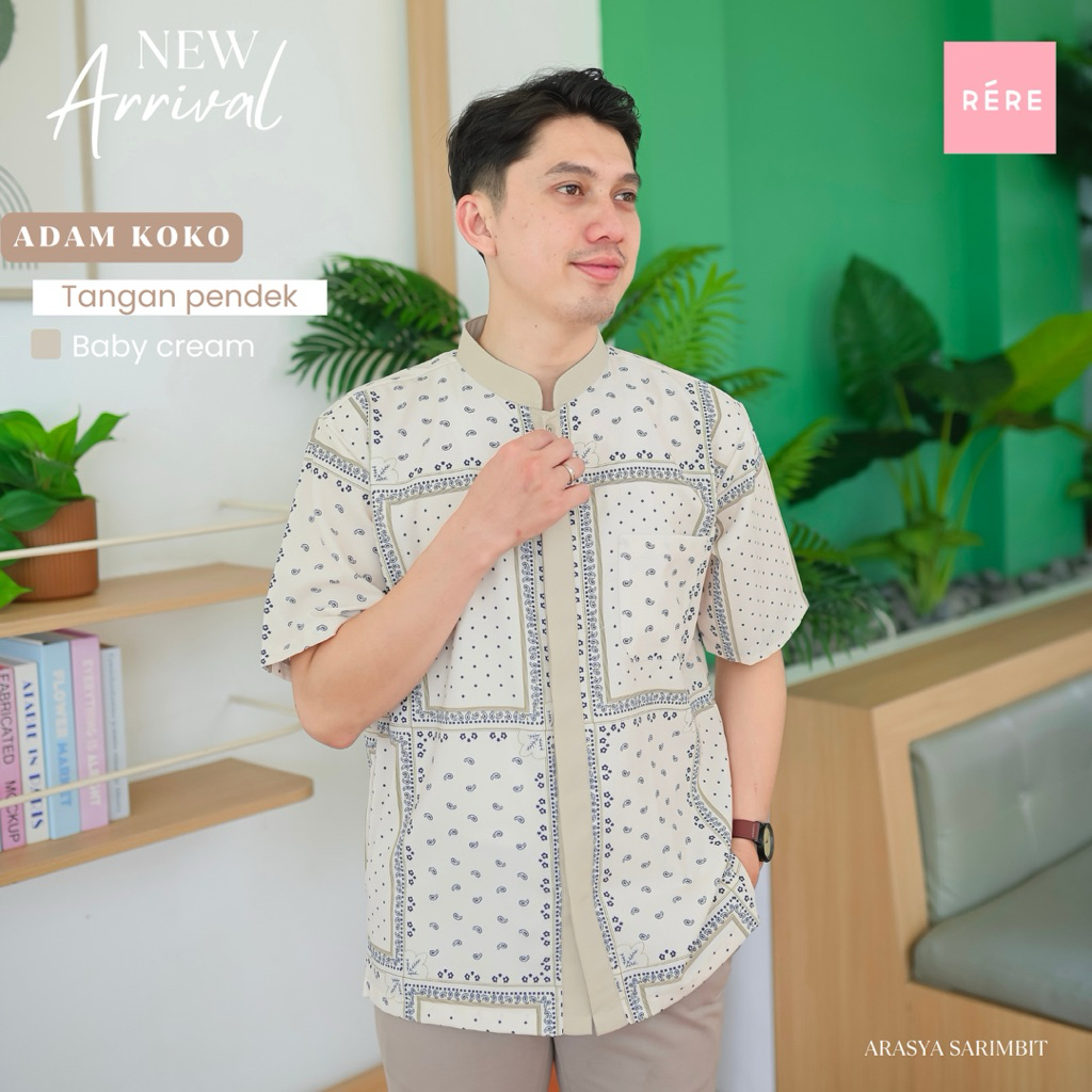 Rereyshop Adam Koko (KOKO DWS ONLY) - Kemeja Koko Lengan Panjang Pria - Koko Lengan Pendek - Baju Couple Sarimbit - Koko Sarimbit Lebaran Muslim