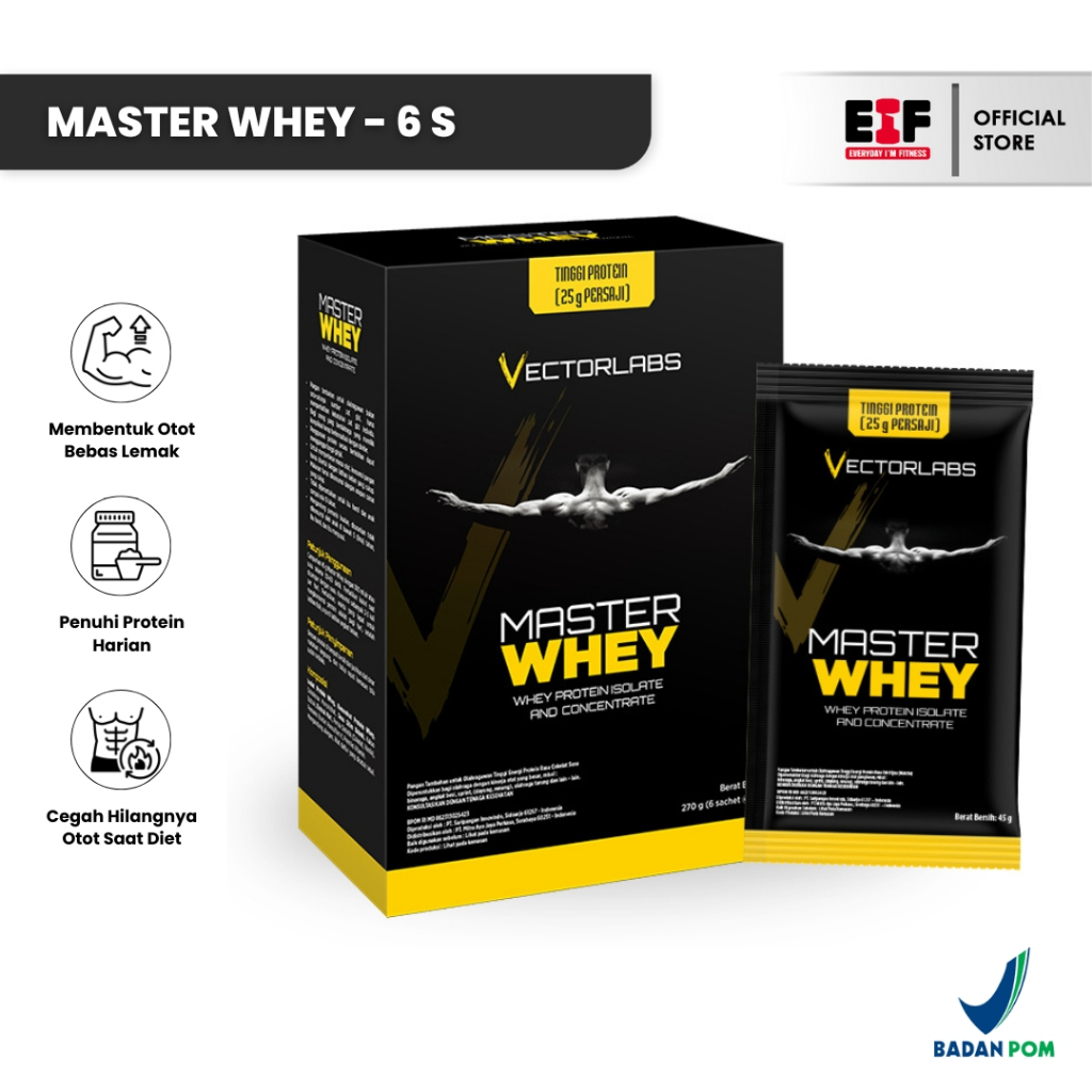 Jual VECTORLABS Master Whey 1 Box (6 Sachet) - Whey Protein BPOM - Susu ...