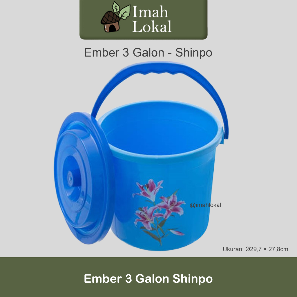 Jual Ember 3 galon SHINPO Plastik Dengan Tutup Deluxe Water Bucket ...