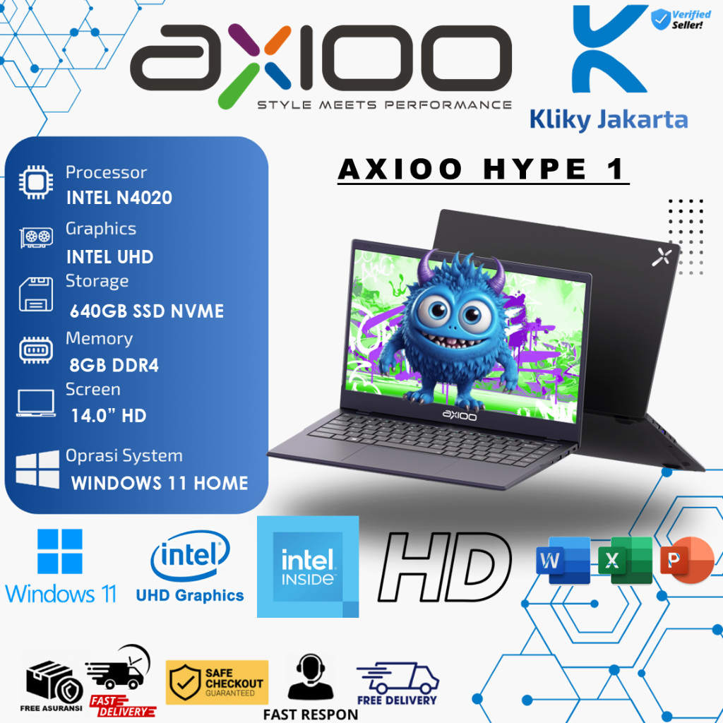 Jual Laptop AXIOO HYPE 1 INTEL N4020 RAM 8GB 640GB SSD LAYAR 14 INC ...