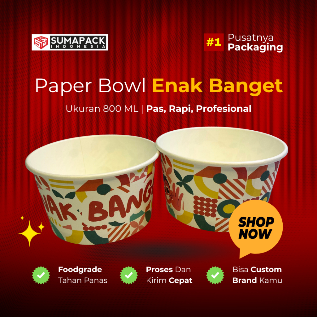 Jual Paper Bowl 650 ml | Isi 50 Pcs | Motif Enak Banget | Rice Bowl ...
