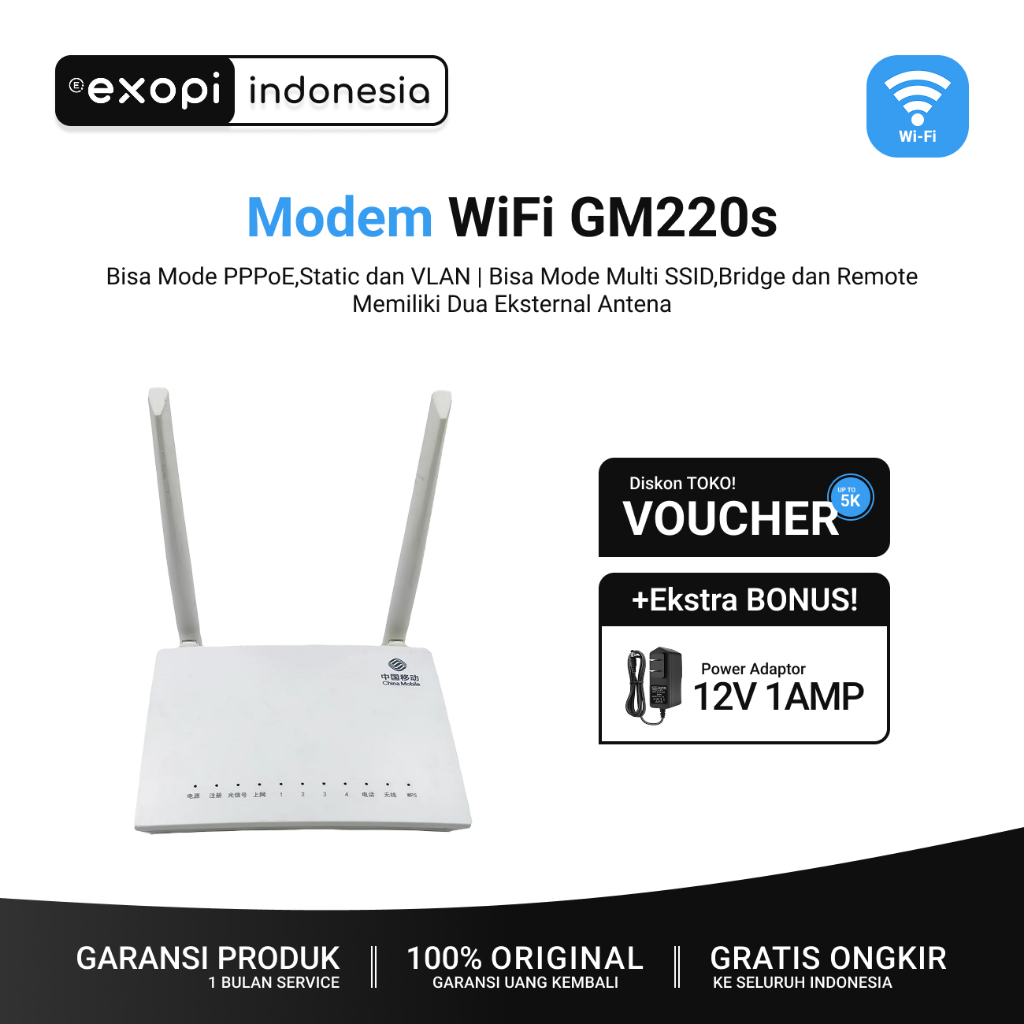 Jual Modem XPON GM220-S Gpon Epon Onu | Modem Router WiFi Dual Antena ...