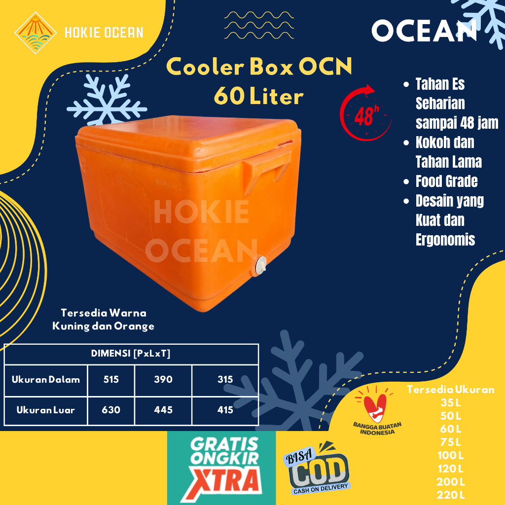 Jual Cooler box OCEAN 60 Liter Cool Box Es Ikan Fiber | Shopee Indonesia