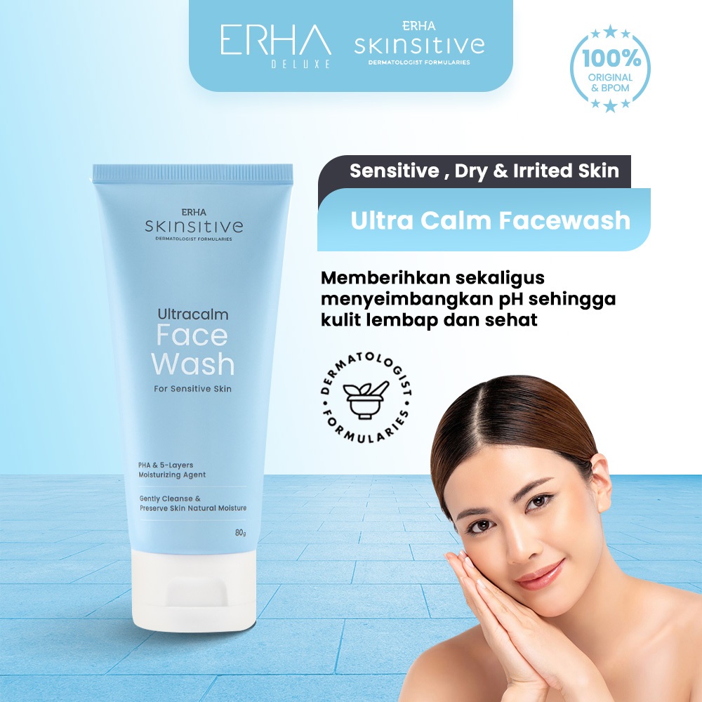 ERHA Skinsitive Ultracalm Face Wash 80g - Sabun Wajah Sensitif & Aman untuk Semua Jenis Kulit