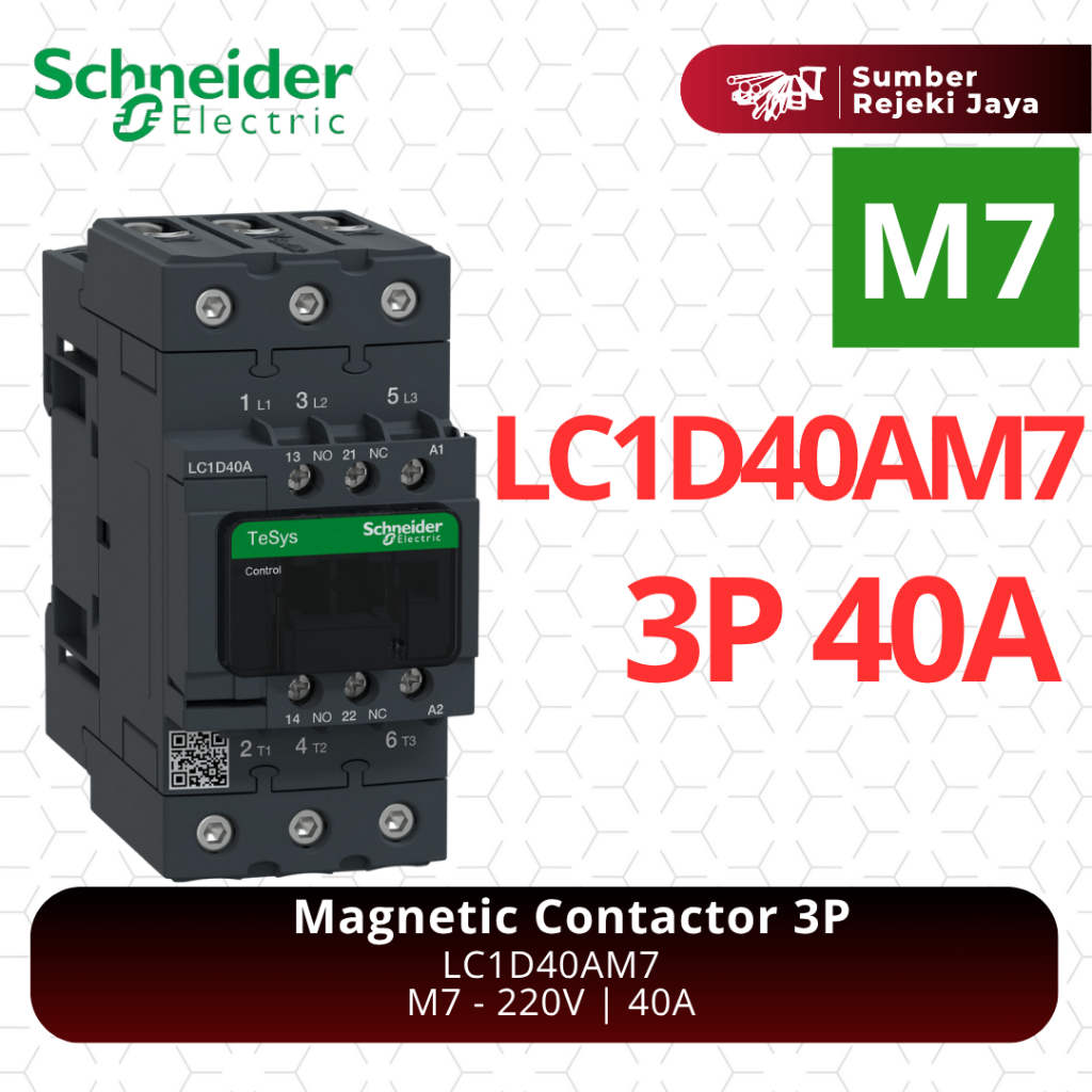 Schneider Kontaktor LC1D40AM7 LC1D40M7 3P 40A 220VAC 220V | magnetic contactor | M7