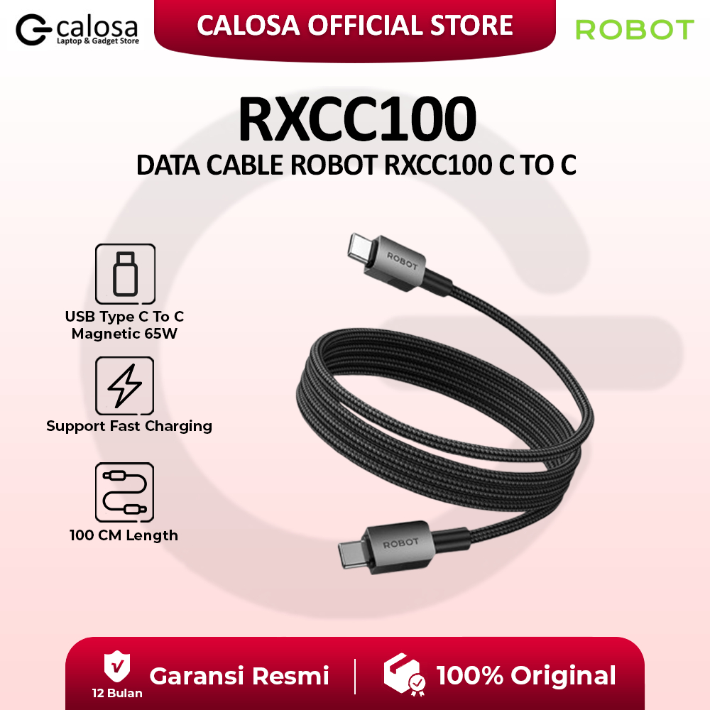 Jual DATA CABLE ROBOT RXCC100 RXCC 100 USB Type C TO C 65W Magnetik ...