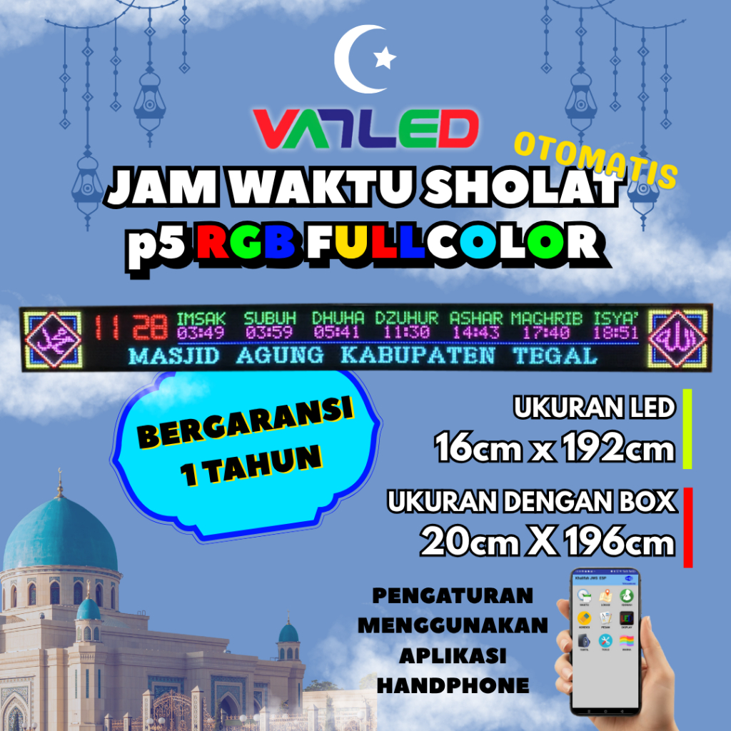 Jual Jam Sholat Masjid Running Text JWS Jadwal Shalat Solat Digital ...