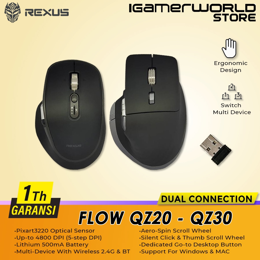 Jual Rexus FLOW QZ20 QZ30 AeroSpin Wireless Bluetooth Silent Click ...