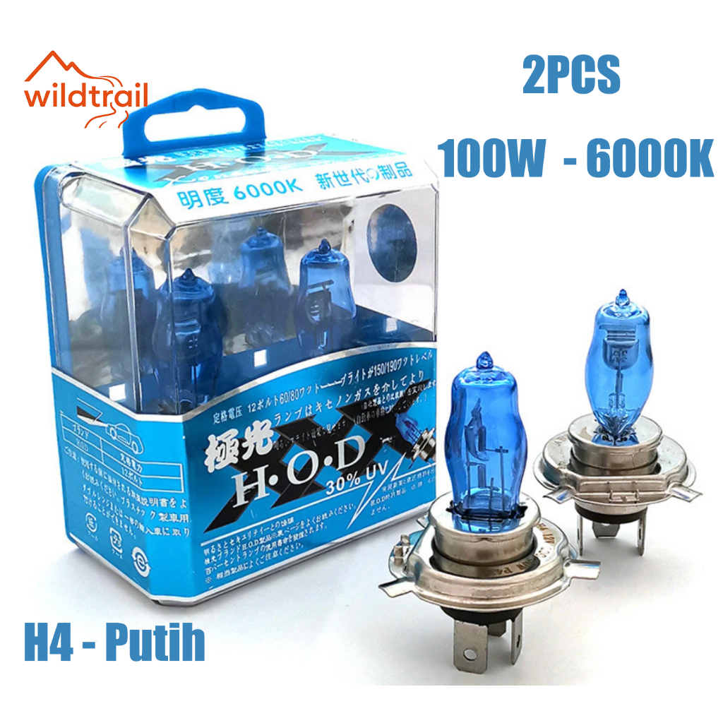 Lampu Depan Mobil LED Super Terang 2PCS Lampu Halogen H4 100w 12v 6000k Warna Putih Untuk Fog Lamp / Headlight Mobil / Motor COD