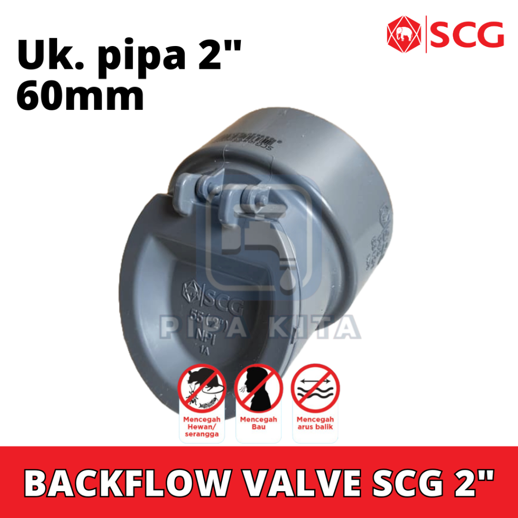 Jual Back Flow Valve PVC 2 Inch SCG Tutup Pipa Air Pembuangan Got Anti ...