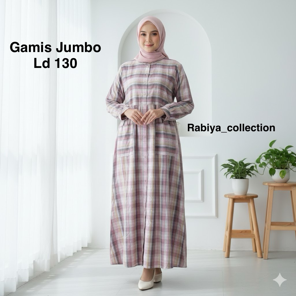 Jual Gamis Dewasa Ld 130 katun Triset/Dress wanita Big Size | Shopee ...