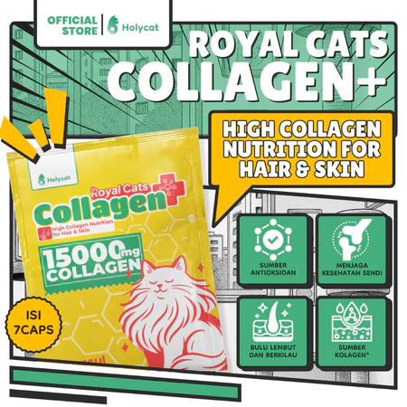 Holycatlabs Royal Cats Collagen+ Tinggi Nutrisi Untuk Kulit dan Bulu Anabul Isi 7 Kapsul