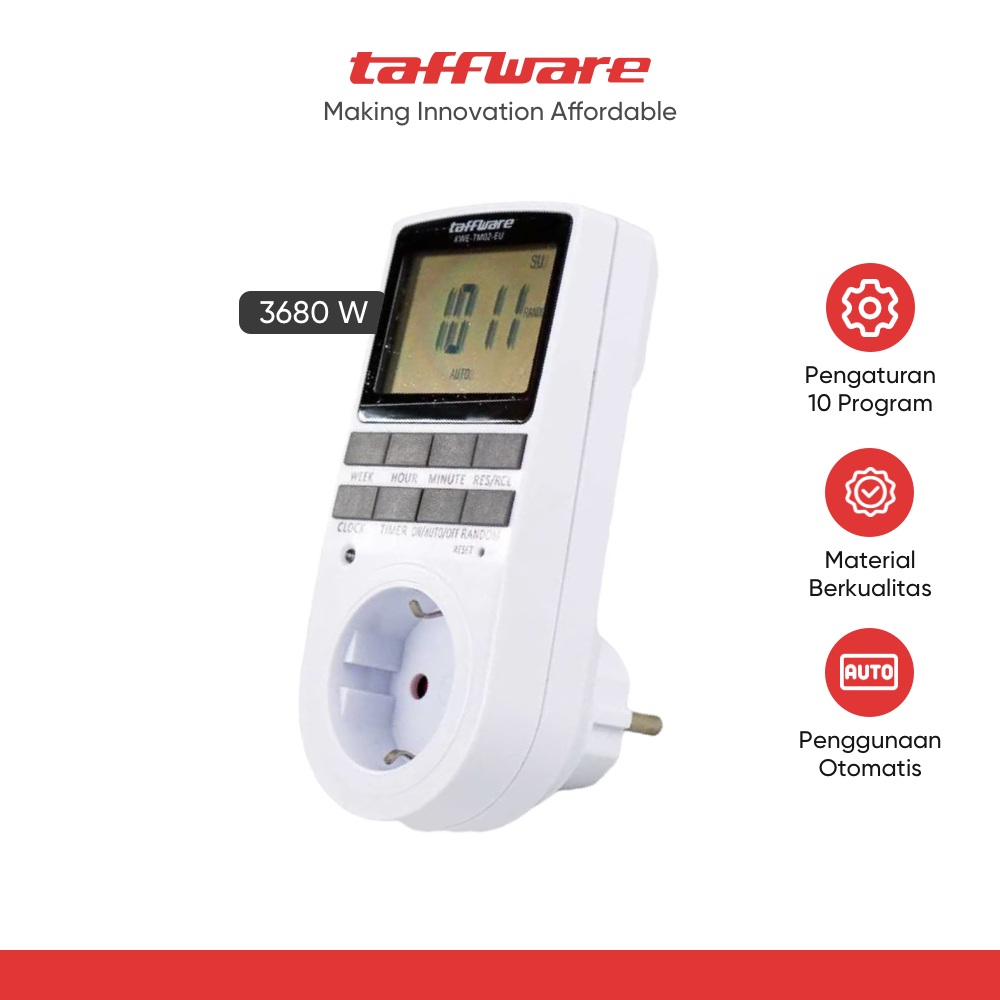 Jual Taffware Stop Kontak Digital Timer Switch Programmable Timing ...