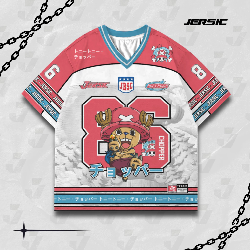 Jersey One Piece Chopper 86 Outfit Kaos Oversize Unisex Sport untuk Pria dan Wanita - Dapatkan Sekar