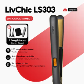 LivChic 2IN1 LS303 Catok Rambut Untuk Meluruskan Keriting Ringan Alat Pengeriting Rambut