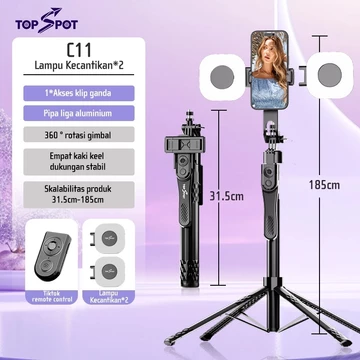 Topspot C11 Tongsis Tripod Bluetooth 4 Leg Stand Remote Tripod Paduan Aluminium Selfie Stick HP