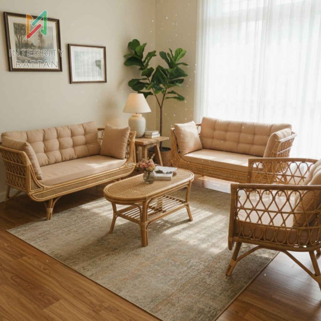 Jual Sofa Bench Sandaran Bianca Rotan Alami Minimalis 1 Seater, 2 ...