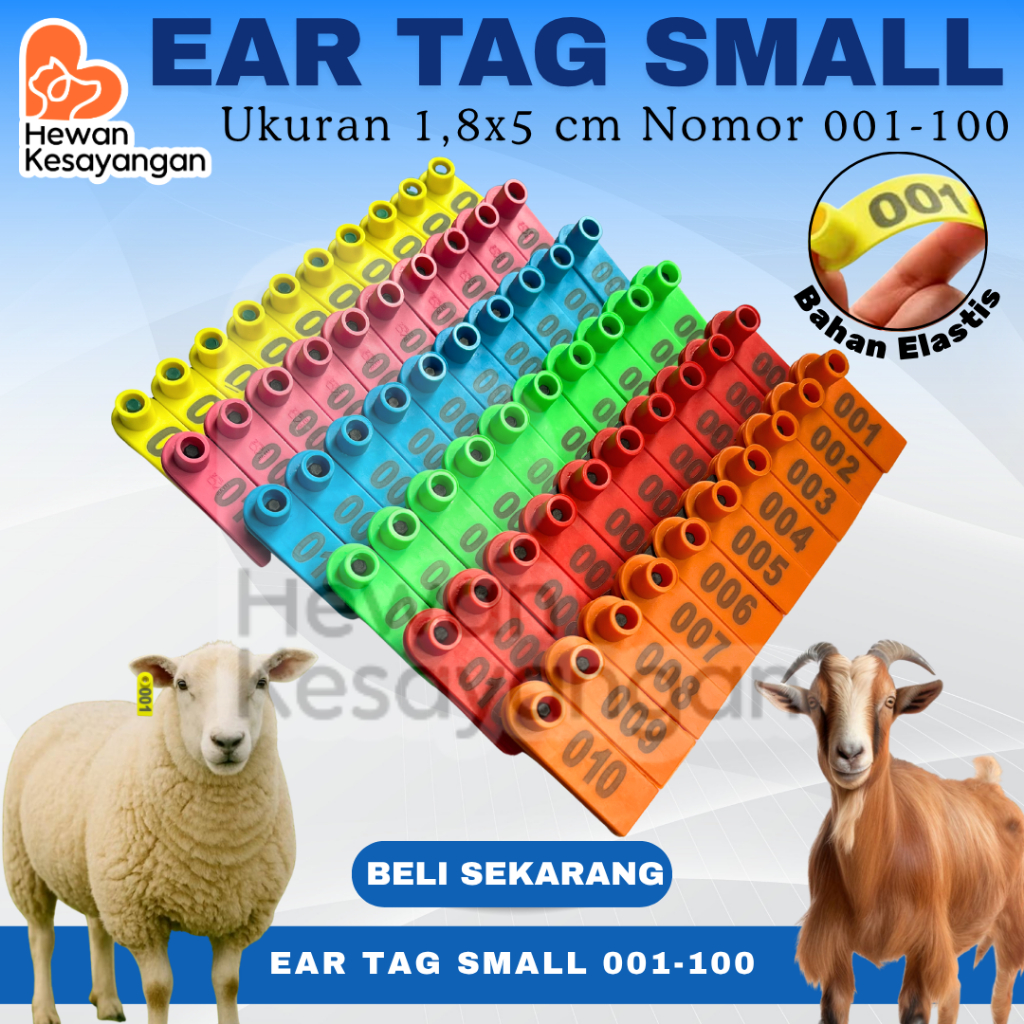 Jual 100pcs Eartag Kambing Domba Ear Tag Sapi Babi Penanda NOMOR 1-100 ...