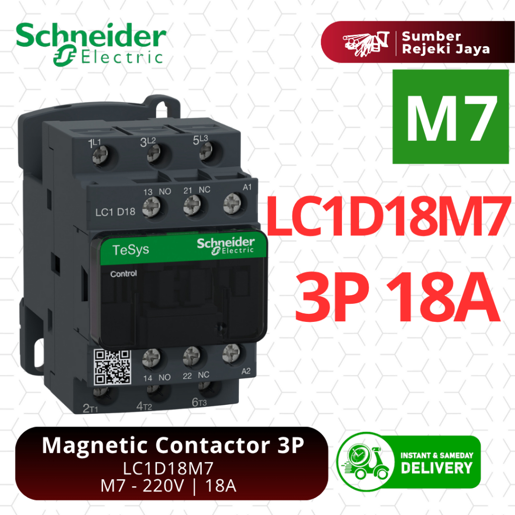 Schneider Kontaktor LC1D18M7 3P 18A 220VAC 220V | magnetic contactor | M7