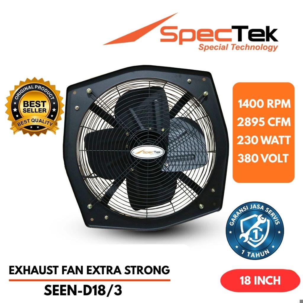 Jual SpecTek Exhaust Fan SEEN-D18/3 18 Inch – 1400 RPM, 2895 CFM, 230W ...
