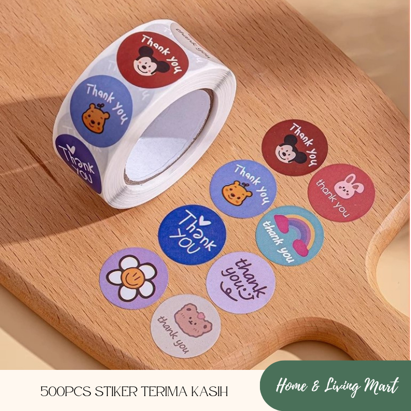 Jual 500PCS / 1 ROLL STIKER TERIMA KASIH / STICKER THANK YOU WARNA SELF ...