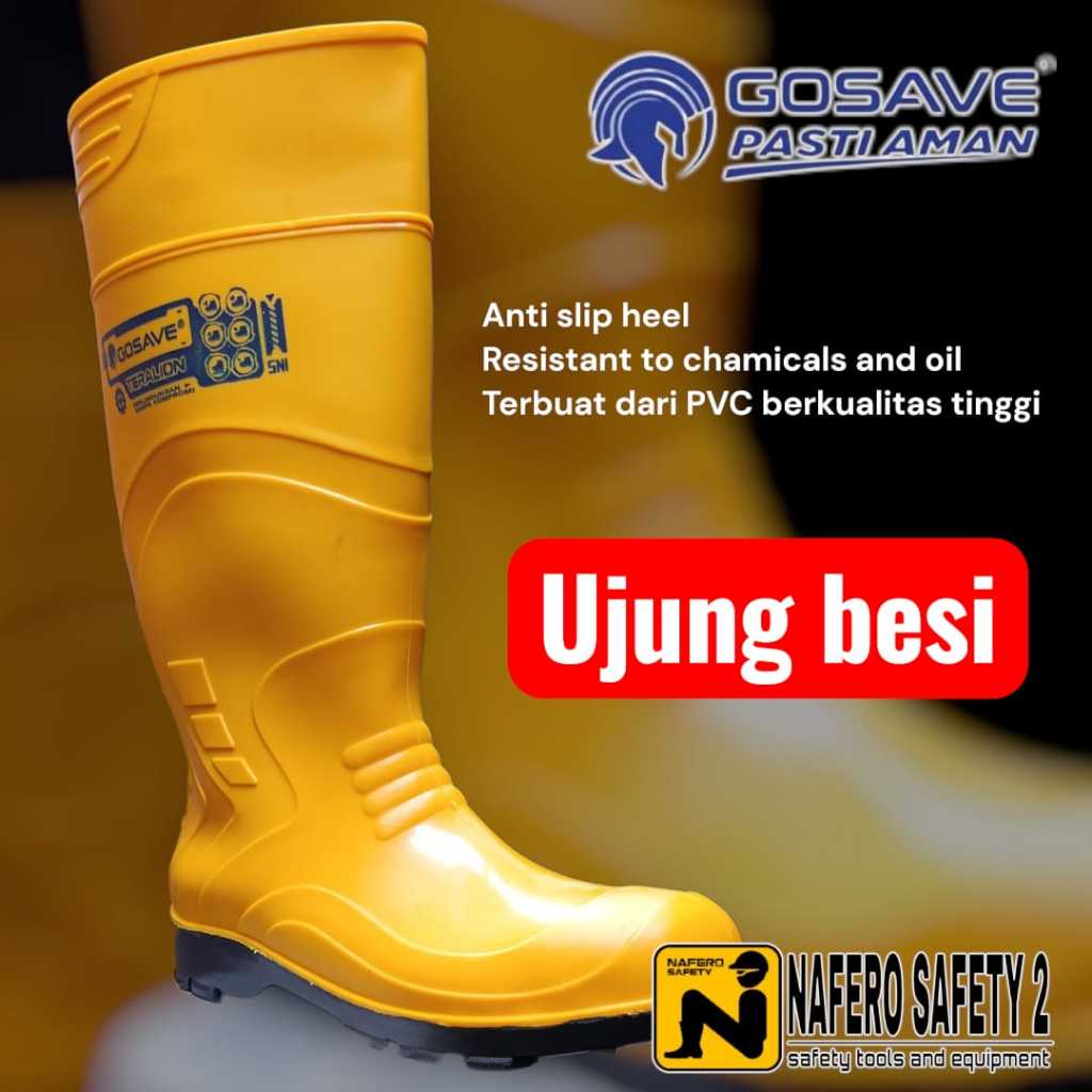 Jual Sepatu Boot Karet Safety Gosave Teralion SNI ujung besi | Shopee ...