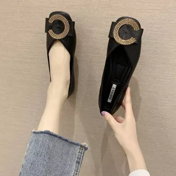 Meirong Sepatu Flat Shoes Maroon Pentopel Kerja Wanita Flat Shoes Lucu Aesthetic Korean Style