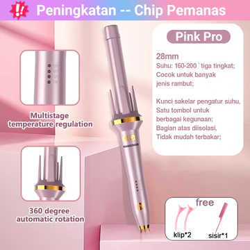 MANGOMAN Hair Curly Styler 28mm Catokan Curly Otomatis Ion Negatif Ceramics Curly Catokan