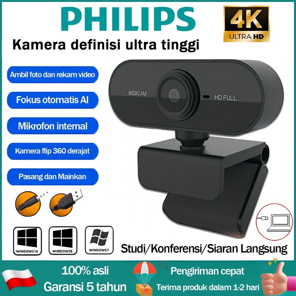 Jual Garansi 5 tahun Webcam Laptop PC 4K 1080P Full HD USB Kamera ...